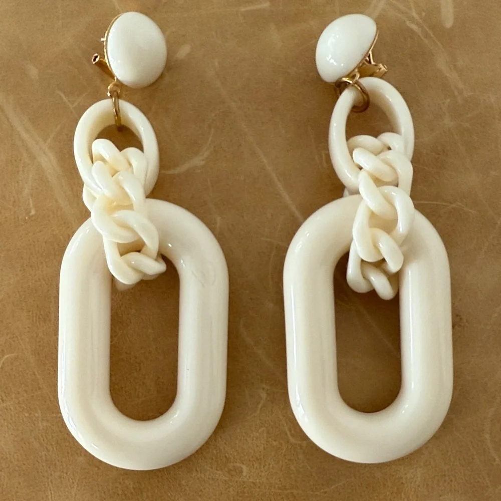 Anthropologie Statement Cream Colored Earrings EUC